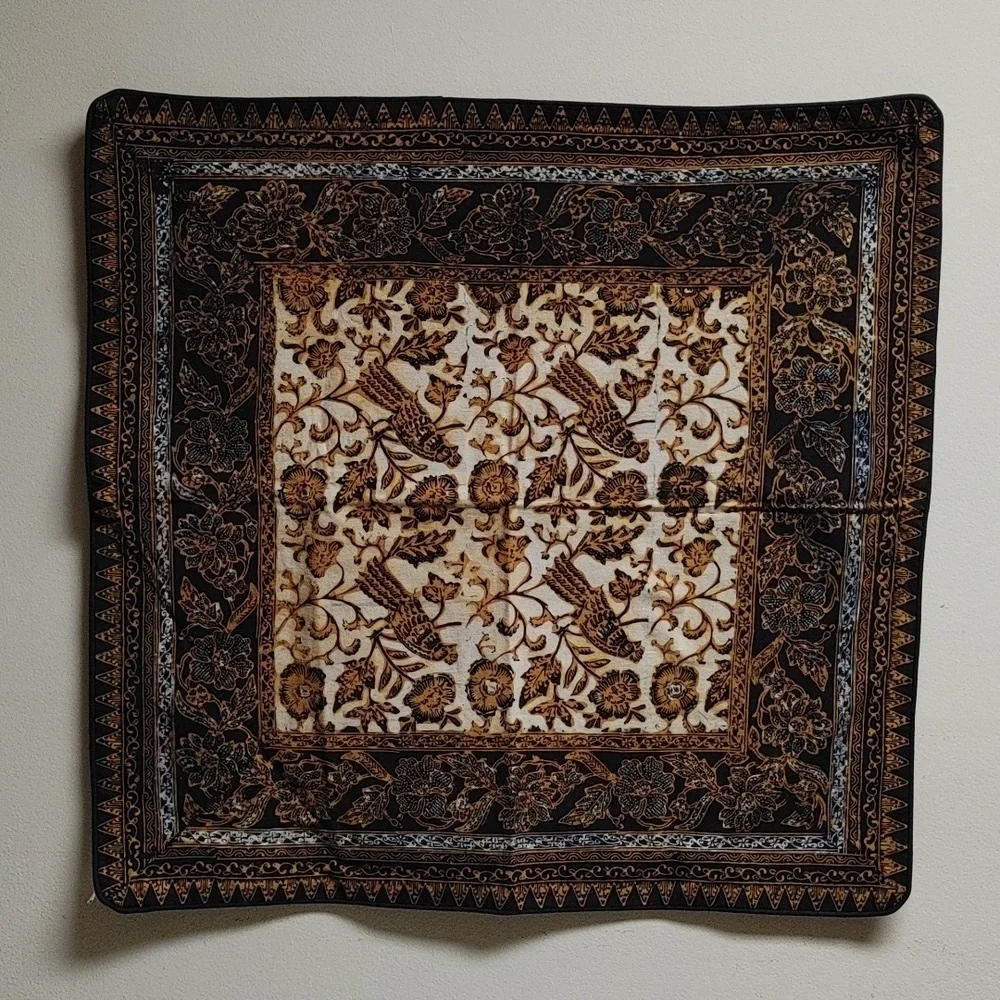 Blue & Tan Batik Pillow Cover 25.5x24.5